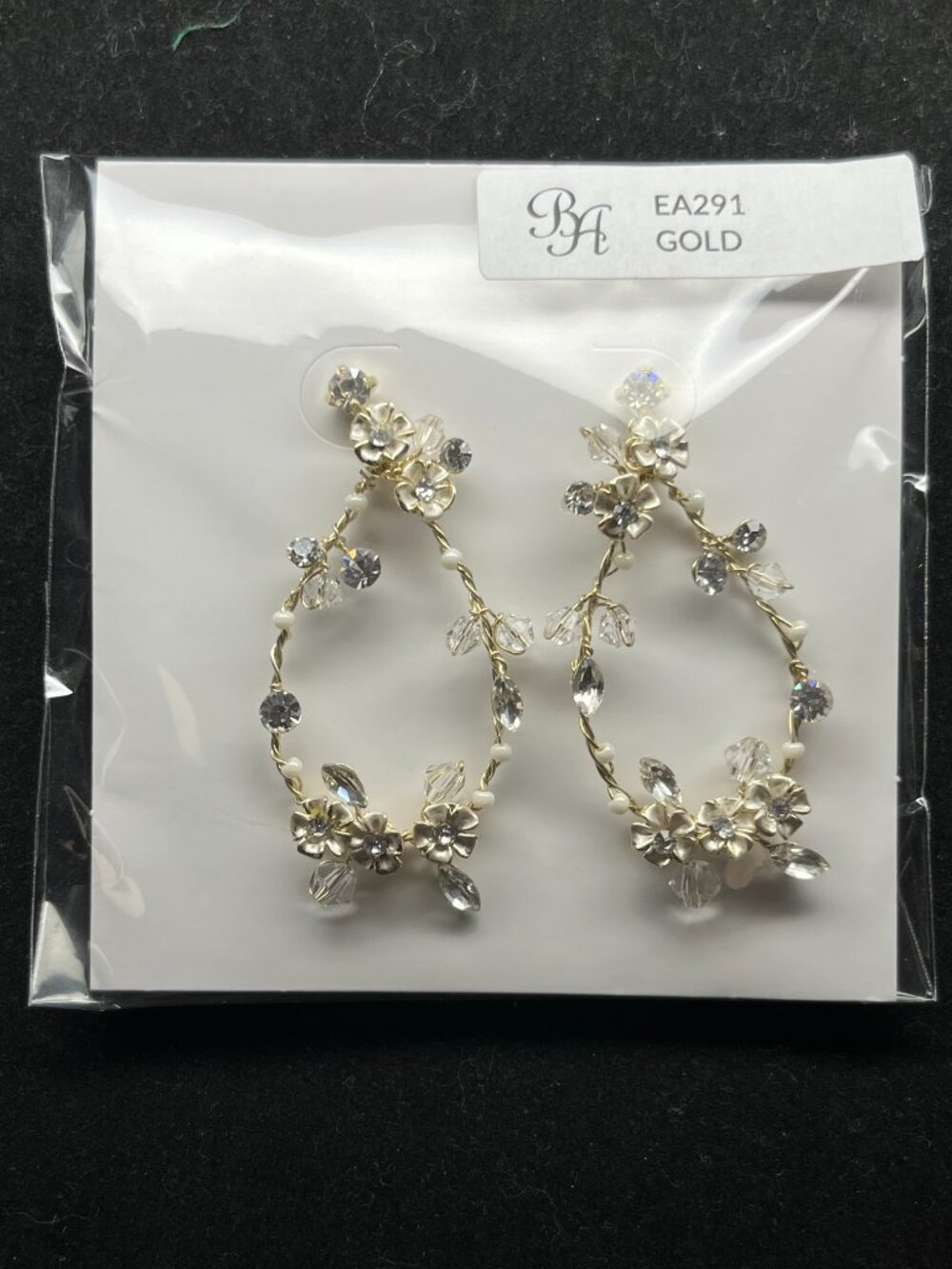 Bridal Earrings Bel Aire EA291 Gold NWT - Picture 2 of 3